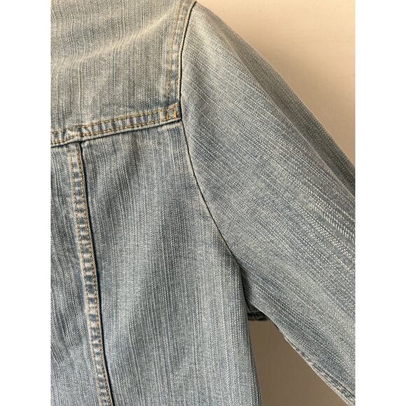 Y2K Vintage GAP Stretch Denim Blazer Jean Light Wash Jacket Medium Fall 2004 - Picture 13 of 15